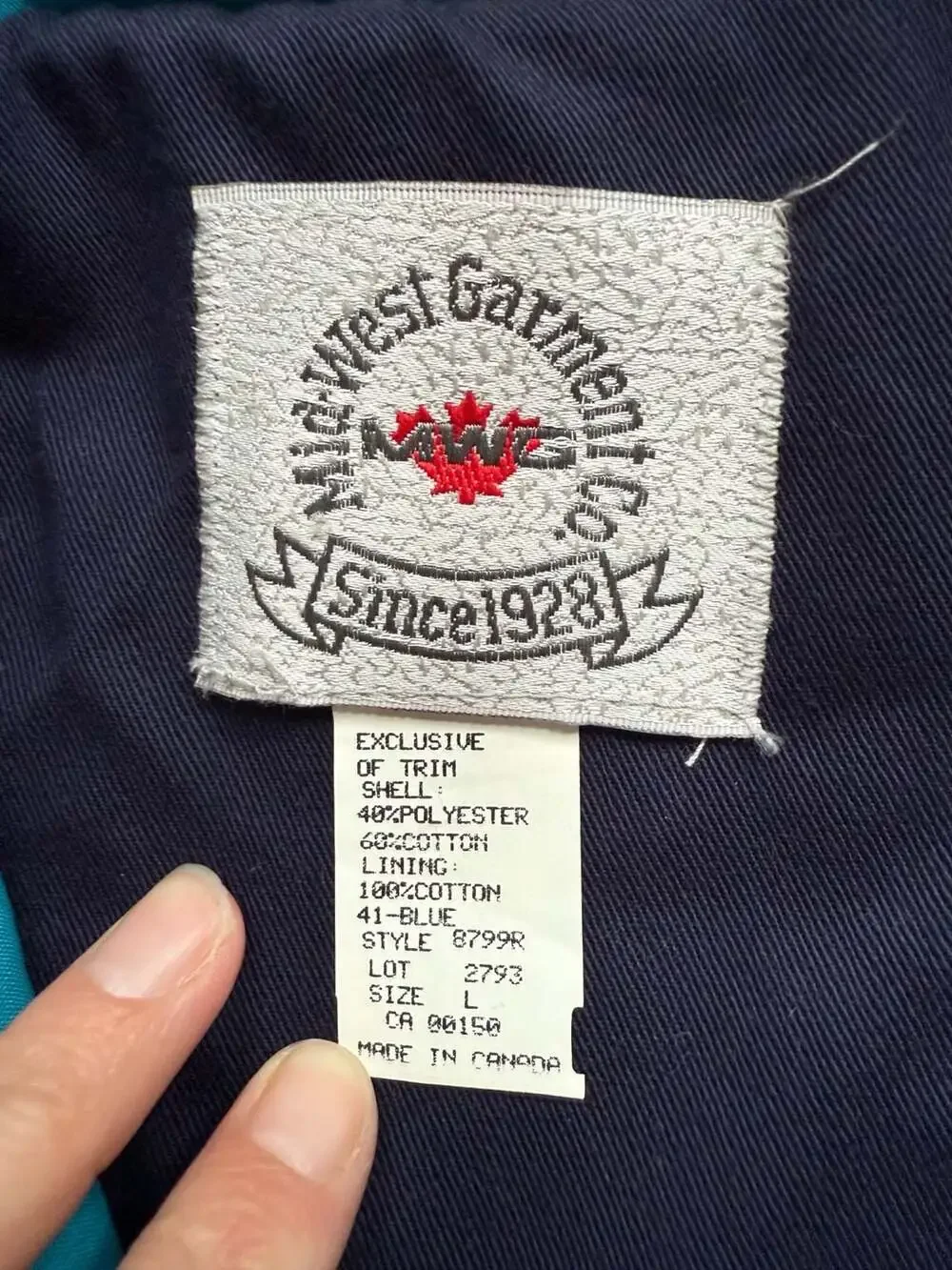 Vintage 70s MWG Mid-West Garment Co. Teal Blue Parka Jacket Made in Canada - Picture 6 of 6